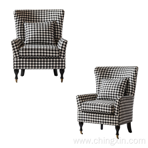 Black & White Plaid Leisure Arm Chair